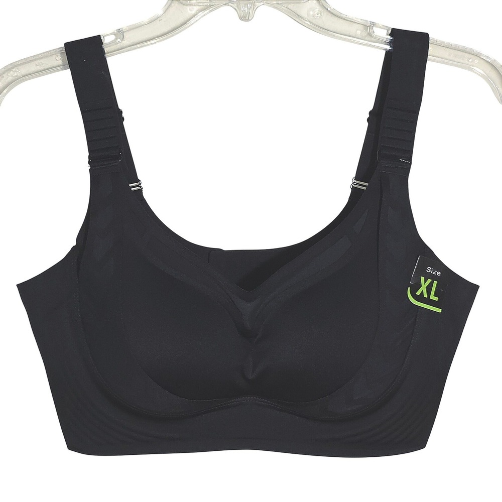 NWT Women's High Impact Seamless Sports Bra Women's XL Black Adjustable Straps